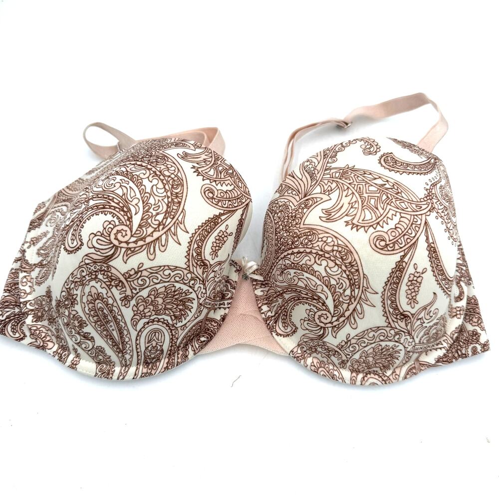Victoria's Secret Lined Strapless Paisley Lace Bra Size 36DD